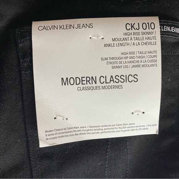 Calvin Klein Infinite Black High Rise Skinny Jeans Side Red Stripe Size 31 - Picture 3 of 9